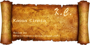 Kassa Cinnia névjegykártya